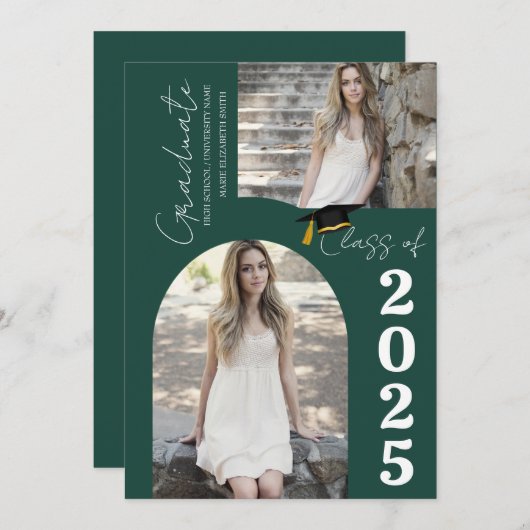 Elegant Arch Photo College High School Afstuderen Aankondiging (Voorkant / Achterkant)