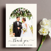 Elegant Arch Photo Cream Wedding Bedankkaart