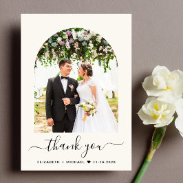 Elegant Arch Photo Cream Wedding Bedankkaart