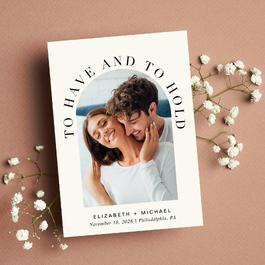 Elegant Arch Photo Cream Wedding Kaart