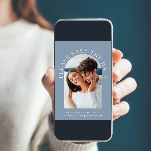 Elegant Arch Photo Dusty Blue Save The Date