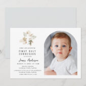 Elegant arch photo first holy communion invitation kaart (Voorkant / Achterkant)