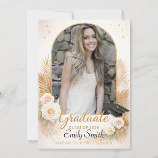 Elegant Arch Photo Graduation Announcement Kaart