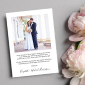 Elegant Arch Photo Love and Gratitude Wedding Bedankkaart