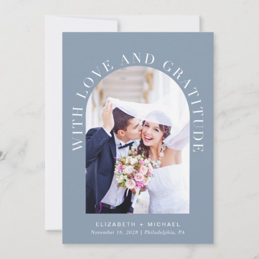 Elegant Arch Photo Love Gratitude Wedding Bedankkaart (Voorkant)