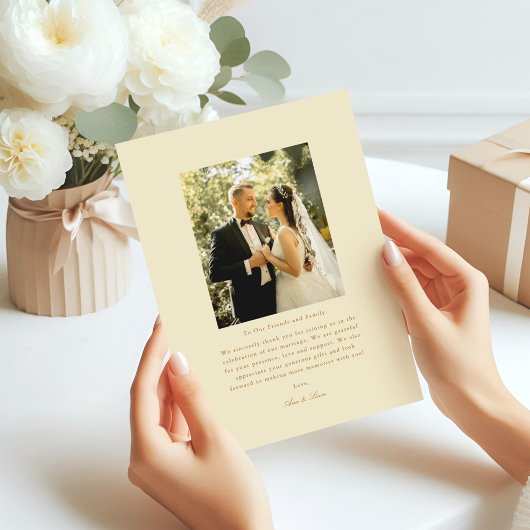 Elegant Arch Photo Minimal Script Bedankkaart