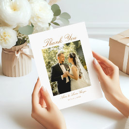 Elegant Arch Photo Minimal Script Bedankkaart