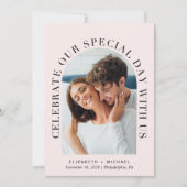 Elegant Arch Photo Pink Wedding Kaart (Voorkant)