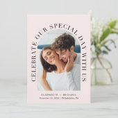 Elegant Arch Photo Pink Wedding Kaart (Staand voorkant)