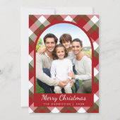 Elegant Arch Photo Plaid Christmas Feestdagenkaart (Voorkant)
