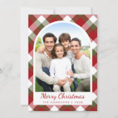 Elegant Arch Photo Plaid Christmas Feestdagenkaart (Voorkant)