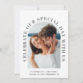 Elegant Arch Photo QR Code All in One Weddenschap Kaart (Voorkant)