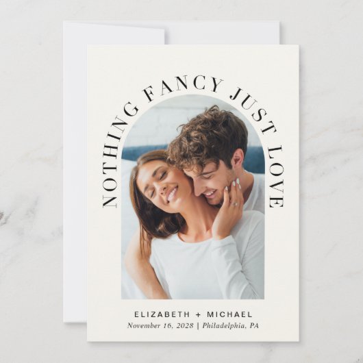 Elegant Arch Photo QR Code Cream Casual Weddenscha Kaart (Voorkant)