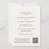 Elegant Arch Photo QR Code Cream Casual Weddenscha Kaart (Achterkant)