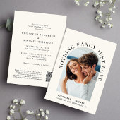Elegant Arch Photo QR Code Cream Casual Weddenscha Kaart