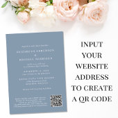 Elegant Arch Photo QR Code Dusty Blue Wedding Kaart