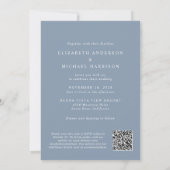 Elegant Arch Photo QR Code Dusty Blue Wedding Kaart (Achterkant)
