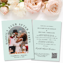 Elegant Arch Photo QR Code Mint Weddenschappen Rec Kaart