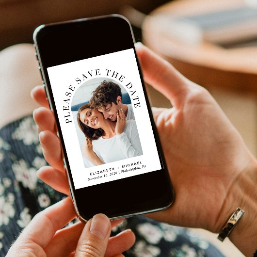 Elegant Arch Photo QR Code Save The Date