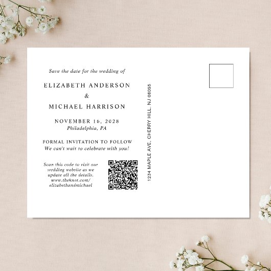 Elegant Arch Photo QR Code Save the Date Aankondigingskaart