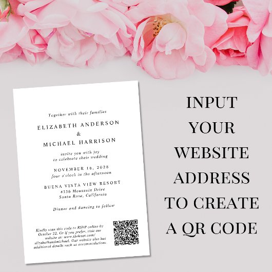 Elegant Arch Photo QR Code Weddenschap Kaart