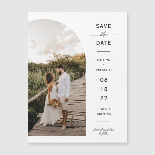 Elegant Arch Photo Save the Date Magnetic Kaart (Voorkant)