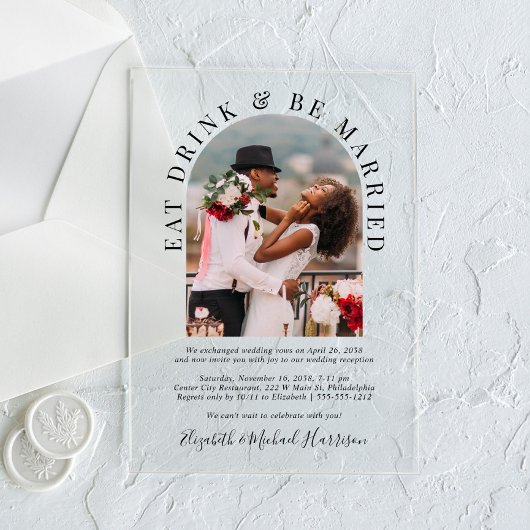 Elegant Arch Photo Wedding Reception Acryl Uitnodigingen