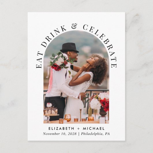 Elegant Arch Photo Wedding Reception Uitnodiging Briefkaart (Voorkant)