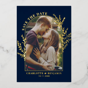 Elegant Arch Photo Wedding Save the Date Gold Foil Folie Uitnodiging