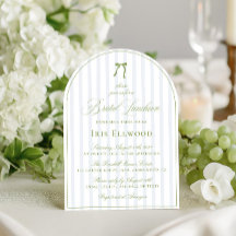 Elegant Arch Sage Green & Blue Bridal Luncheon
