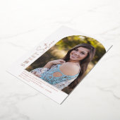 Elegant Arch Shape Sweet 16 Roos Gold Photo Folie Uitnodiging (Gedraaid)