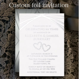 Elegant Arch Unique Heart 60ste bruiloft Jubileum Folie Uitnodiging