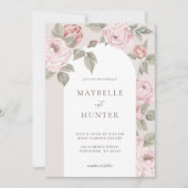 Elegant Arch Waterverf Pink Peony Floral Blossom Kaart (Voorkant)