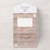 Elegant Arch Waterverf Wildbloemen Hout All In One Uitnodiging (Buitenkant)