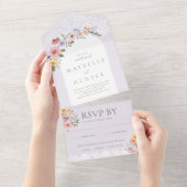 Elegant Arch Waterverf Wildbloemen Hout All In One Uitnodiging (Afscheurbaar)