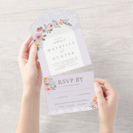 Elegant Arch Waterverf Wildbloemen Hout All In One Uitnodiging