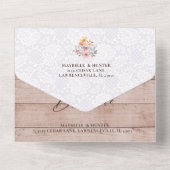 Elegant Arch Waterverf Wildbloemen Hout All In One Uitnodiging (Achterkant)