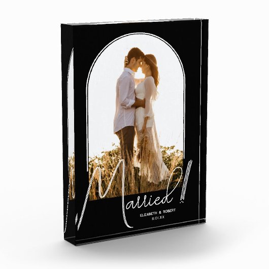 Elegant Arch Wedding Black Fotoblokken (Links)