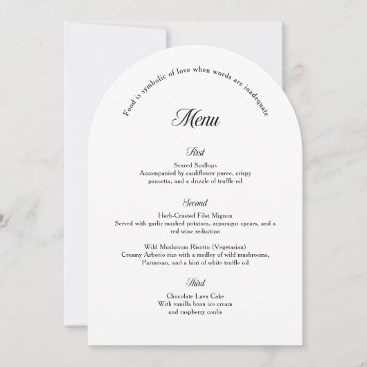 Elegant Arch Wedding Menu Card Kaart (Voorkant)