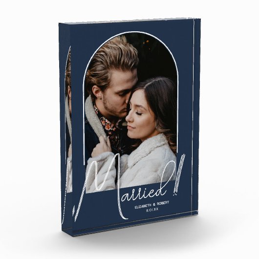 Elegant Arch Wedding Navy Blue Fotoblokken (Links)