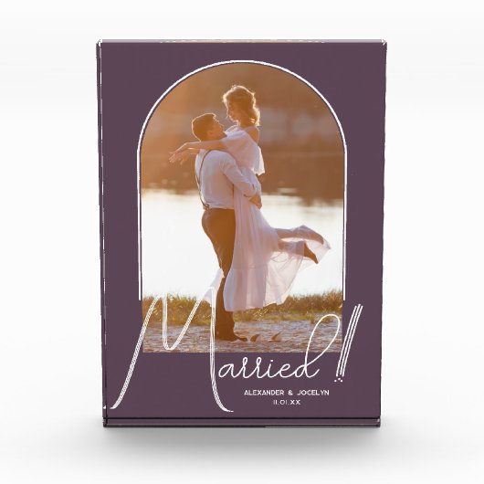 Elegant Arch Wedding Paars Fotoblokken (Voorkant)