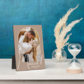 Elegant Arch Wedding Photo Beige Fotoplaat (Zijkant)