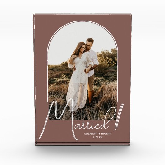 Elegant Arch Wedding Roos Taupe Fotoblokken (Voorkant)