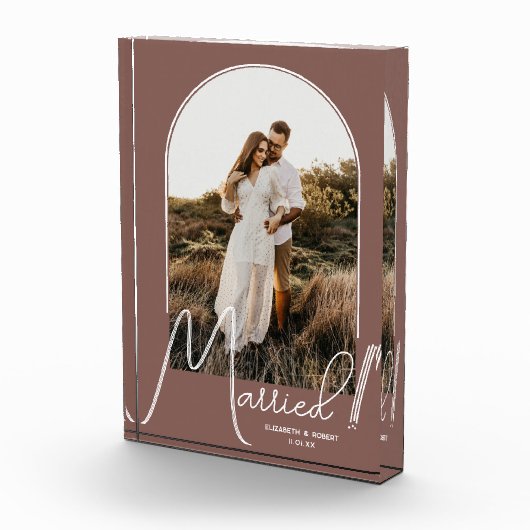 Elegant Arch Wedding Roos Taupe Fotoblokken (Rechts)