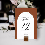 Elegant Arch Wedding | Tabelnummer Terracotta Kaart<br><div class="desc">Deze stijlvolle,  eenvoudige trouwlijstaantalkaarten hebben een boogvorm in wit over een achtergrond van de douanekleur (getoond in terracotta sinaasappel). Ze coördineren perfect met onze Elegant Rustic Florals Terracotta producten. Eenvoudig te personaliseren voor je bruiloft of een andere speciale gelegenheid.</div>