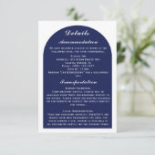 Elegant Arch White & Navy Nautische bruiloft Detai Informatiekaartje (Staand voorkant)