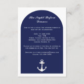 Elegant Arch White & Navy Nautische bruiloft Detai Informatiekaartje (Achterkant)
