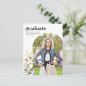 Elegant Arch Wildflower Foto Afstuderen Afstuderen Briefkaart (Staand voorkant)