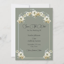 Elegant Arched Floral Sage Green Save The Date