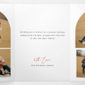 Elegant Arched Layout Family Photo Christmas Drieluik Kaart (Binnenkant midden)